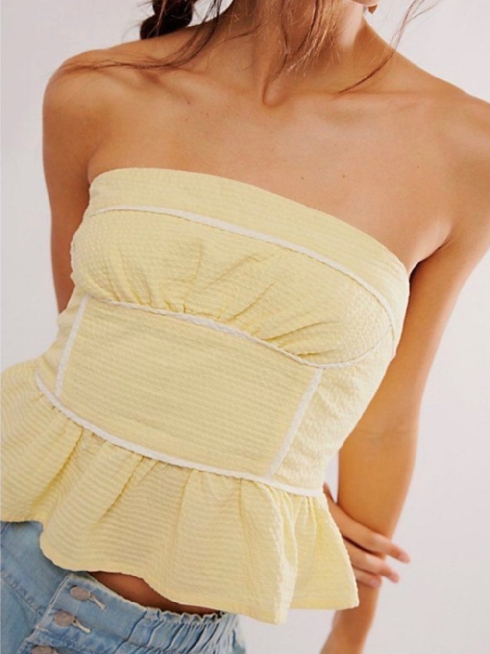 Free People Butter Yellow Tara Tube Top